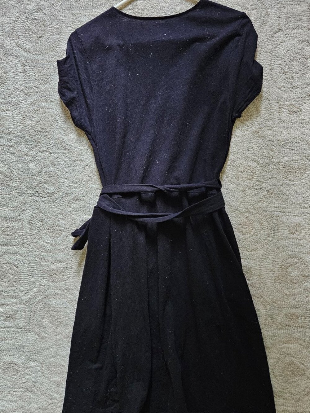 Pact Organic Wrap Dress Black Large L Short Sleeves Cotton Casual Minimalist - Picture 3 of 6